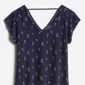 West Kei Navy V-Neck Women’s Blouse